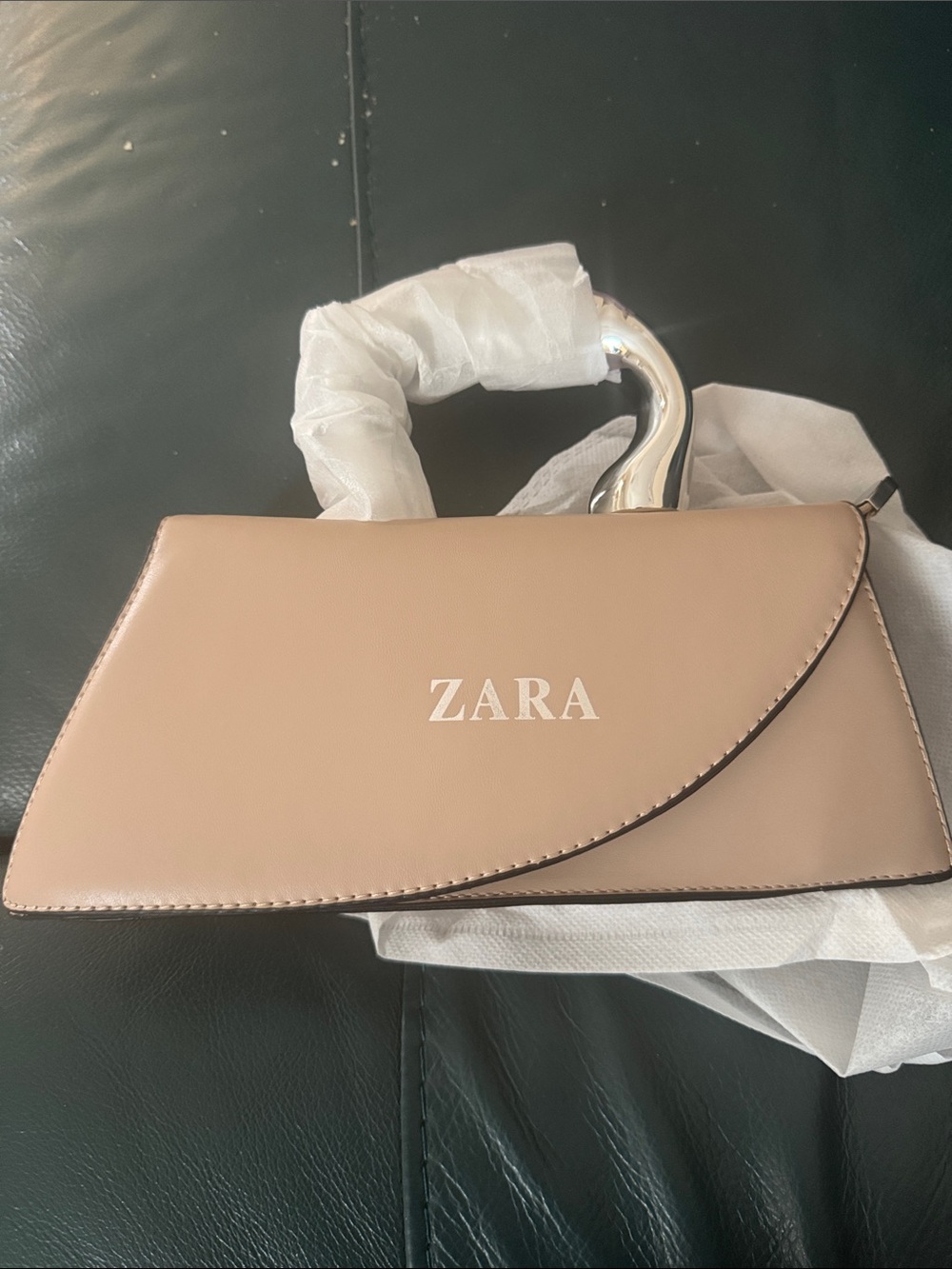 ZARA Beige Mini Top-Handle Bag